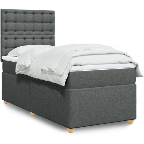 VidaXL Krevet s oprugama i madracem tamnosivi 100 x 200 cm od tkanine Slike