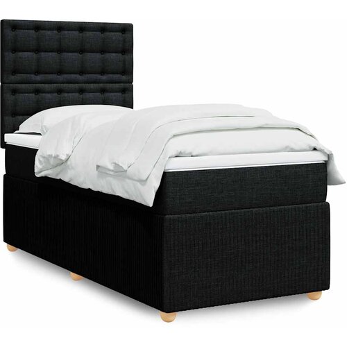 Box spring krevet s madracem crni 90x190 cm od tkanine Slike