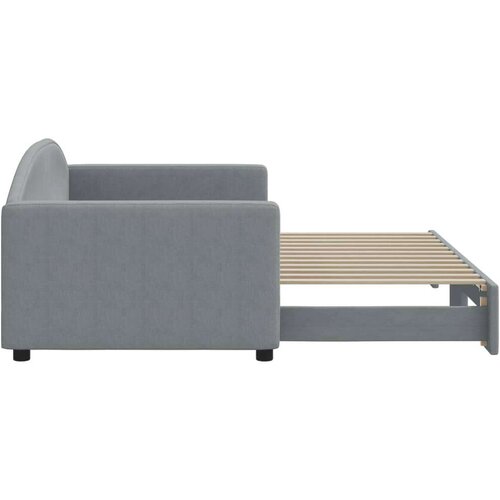 VidaXL Dnevni krevet na razvlačenje svjetlosivi 90 x 200 cm od tkanine Slike