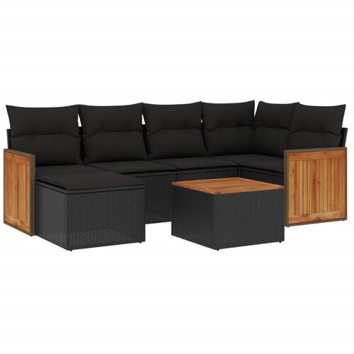 Maison Chic Seti vrtnega pohištva - Vrtna garnitura - Vrtni pohištvo set 7-delna z blazinami črn poli ratan, (21803146) Cene
