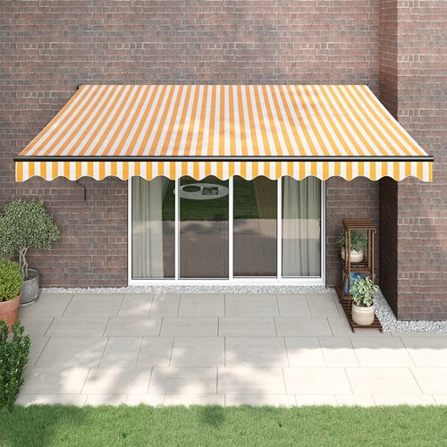 vidaXL Automatska tenda na uvlačenje žuto-bijela 4 x 3 m Cijene