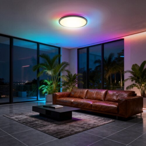Aigostar LED RGBW prigu&amp;scaron;iva plafonska svetiljka MESH LED/24W/230V 3000-6500K crna+daljinski upravljač Slike