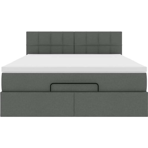 VidaXL otomanski krevet s madracem tamnosivi 140x190cm od tkanine Slike