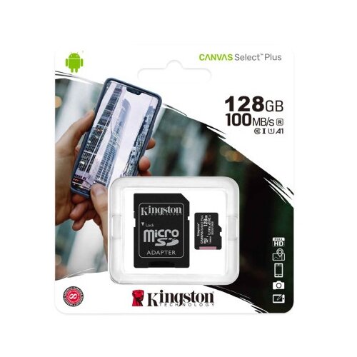 Kingston Memorijska kartica select plus micro sd 128gb class 10 uhs u1 100mb/s sa adapterom ( SD5149 ) Slike