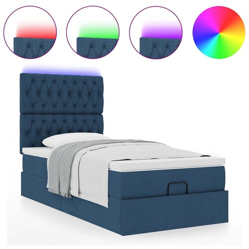 VidaXL Otomanski okvir kreveta s madraca plavi 90x190cm od tkanine Slike