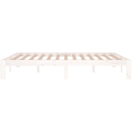  Okvir za krevet od masivne borovine bijeli 150 x 200 cm king Slike