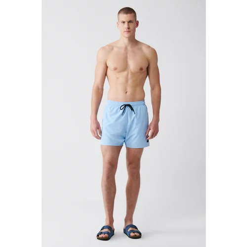 Avva Men's Light Blue Quick Dry Standard Size Flat Swimwear Marine Shorts
