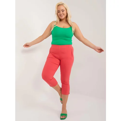Fashion Hunters Coral 3/4 plus size trousers without fastening