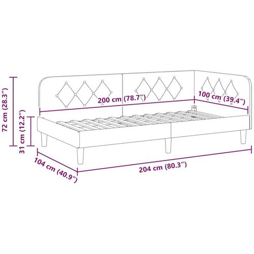 VidaXL Kutni okvir kreveta s uzglavljem Crna 100 x 200 cm tkanina Slike