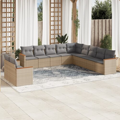 vidaXL 11-dijelni set vrtnih sofa s jastucima bež od poliratana Cijene