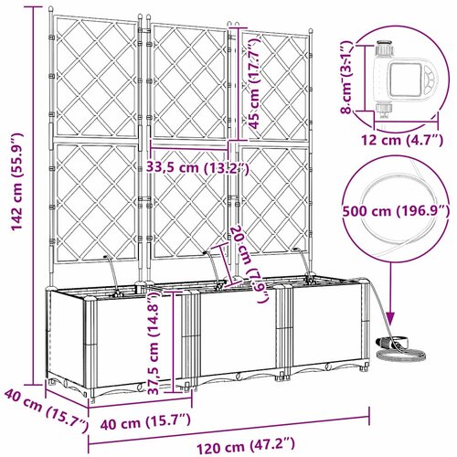  Vrtna saksija 3 pcs Crna 120 x 40 x 142 cm Plastika Slike