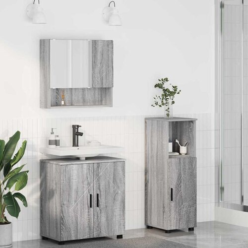 Set namje&scaron;taja za kupaonicu Zidne s pohranom 3 pcs Siva Sonoma Cijene