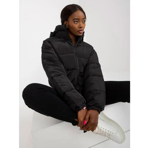 Fashion Hunters Iseline quilted black short winter jacket