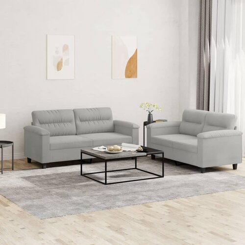  2-dijelni set sofa s jastucima svjetlosivi od mikrovlakana Slike