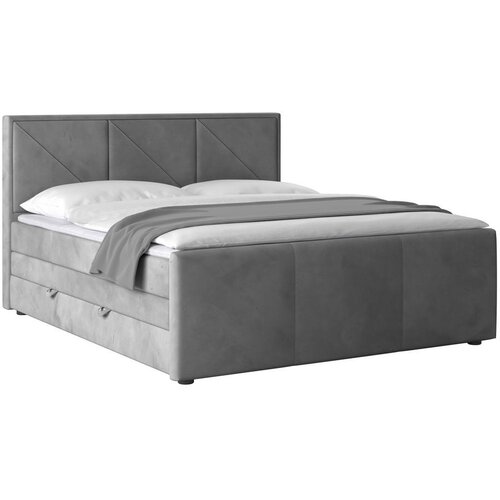 MID.YOU postelja boxspring 180 cm x 200 cm , leseni material svetlo siva Slike