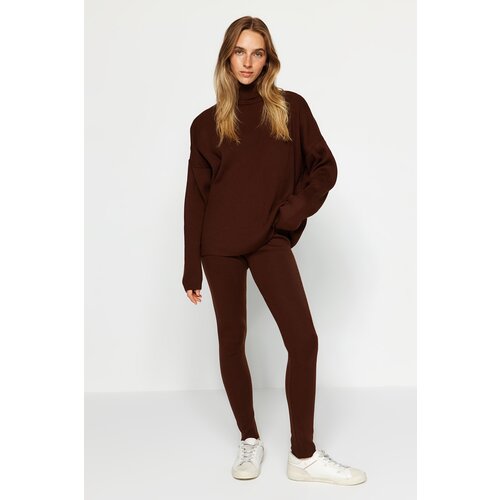 Trendyol Brown Wide fit Turtleneck Knitwear Top-Top Set Slike