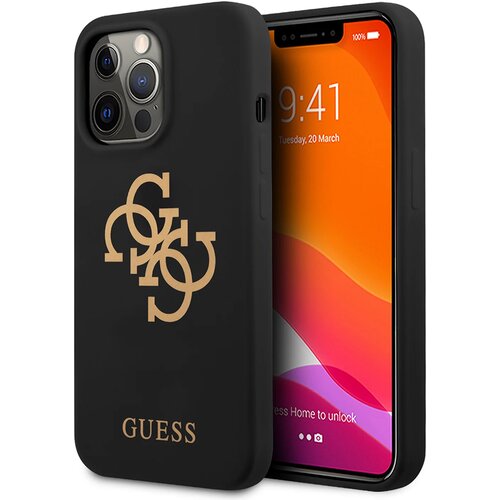  Maska za telefon za iPhone 13 Pro Max 6.7 Guess Hc Silicone (GUHCP13XLS4GGBK), Crna Cene