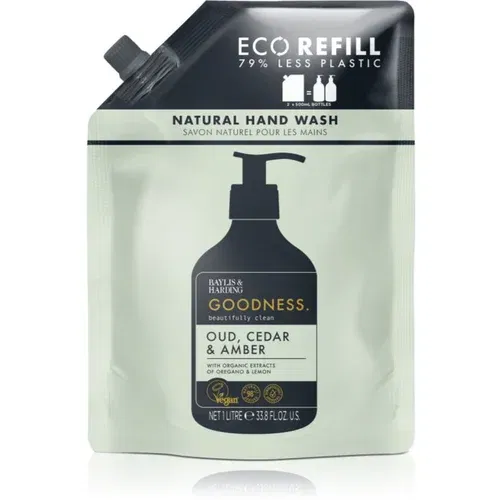 Baylis & Harding Goodness Oud, Cedar & Amber naravno tekoče milo za roke REFILL 1000 ml Baylis & Harding Goodness Oud, Cedar & Amber naravno tekoče milo za roke REFILL 1000 ml