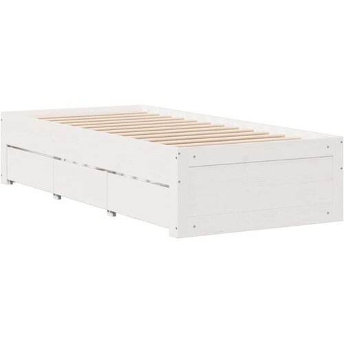 VidaXL Krevet s regalom za knjige bez madraca bijeli 90x200cm borovina Slike