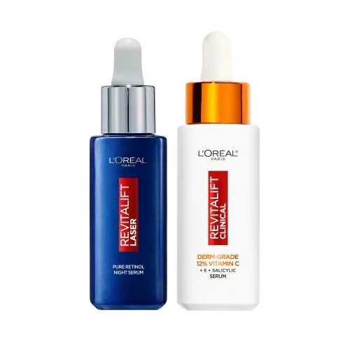 L'Oréal Paris Revitalift Laser Pure Retinol Night Serum Set serum za lice 30 ml + serum za lice 30 ml za ženske