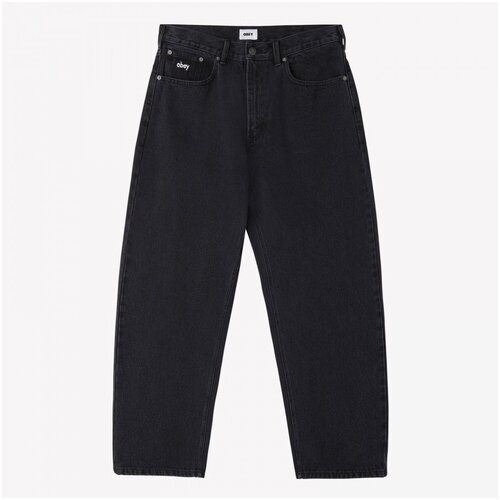 Obey Hlače Bigwig baggy denim Črna Cene