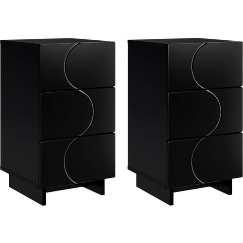  Noćni ormar 2 pcs Crna 33,5 x 34,5 x 60 cm Konstruirano drvo Slike