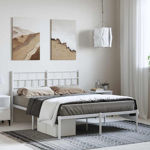  Metalni okvir za krevet s uzglavljem bijeli 150x200 cm Cijene