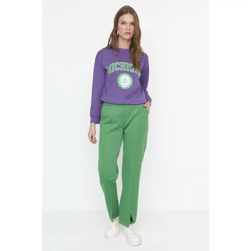 Trendyol Green Slit High Waist Knitted Sweatpants