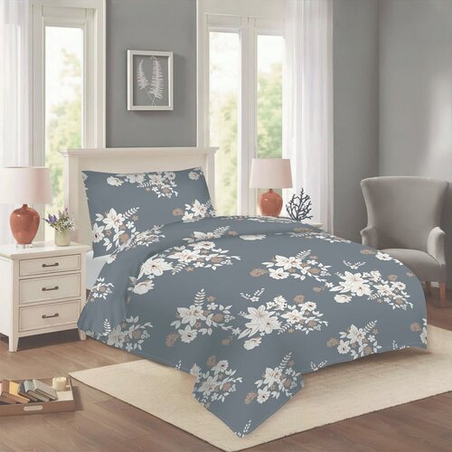 Cotton House Siva enojna bombažna posteljnina 140x200 cm Korin – Cene