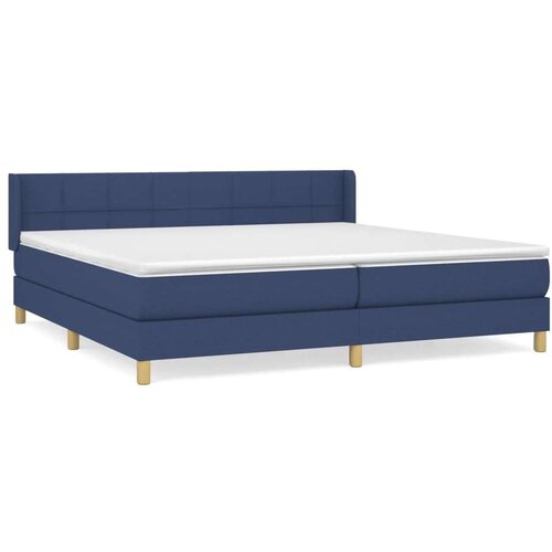  Krevet s oprugama i madracem plavi 200 x 200 cm od tkanine Slike