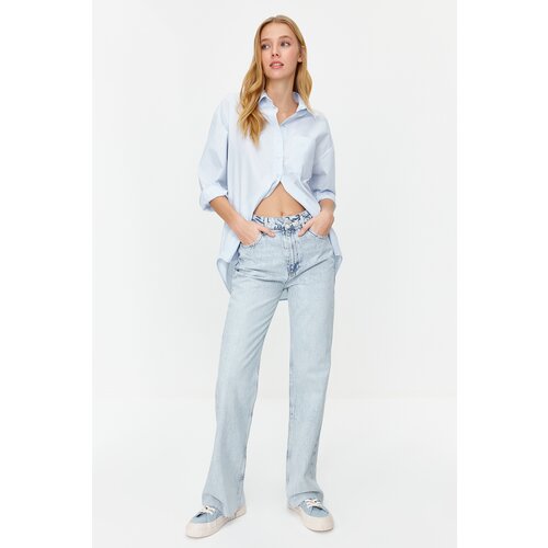 Trendyol Light Blue High Waist Wide Leg Jeans Slike