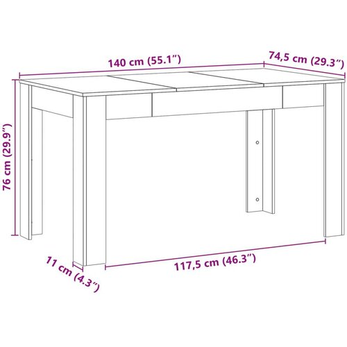  Blagovaonski stol Artisan hrast 140x74 5x76 cm izrađeno drvo Slike