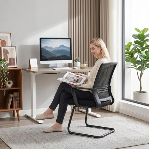 Set od 2 ergonomske uredske stolice bez kotačića crne Slike