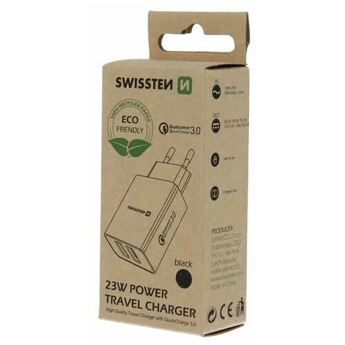 Swissten punjač eco pack 2x usb 23W/ crna Cene