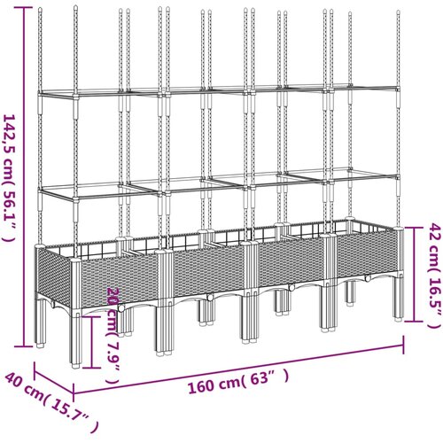  Vrtna sadilica s re&amp;scaron;etkom bijela 160 x 40 x 142,5 cm PP Slike