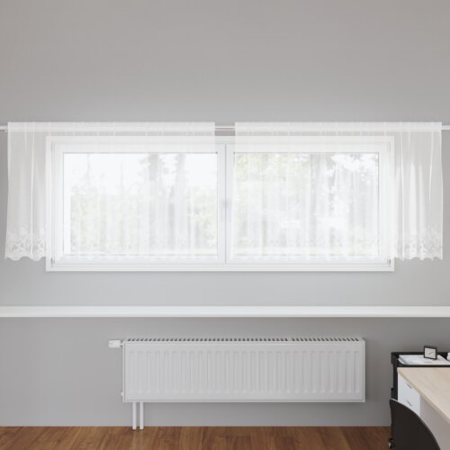  Čipkasta zavjesa sa zavjesama Cvjetni Bijela 300 x 80 cm Poliester Cijene