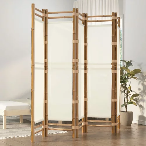 vidaXL Zložljiva 5-delna pregradna stena 200 cm bambus in platno