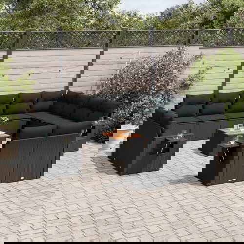 vidaXL 13-dijelni set vrtnih sofa s jastucima poliratan crni Cijene