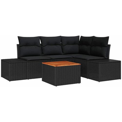  Sjedeća garnitura za vrt 5 kom. Crna poliratan 209 x 154 x 69 cm Slike