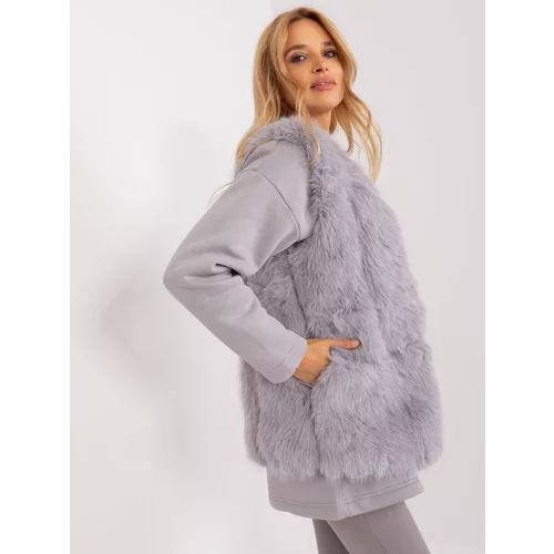 Fashion Hunters Gray fur vest with lining