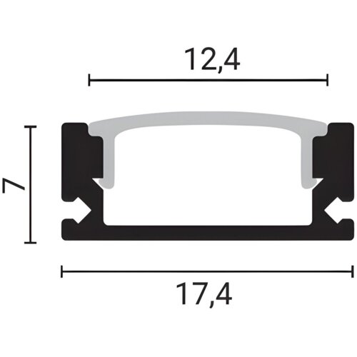 Optonica ALUPROFIL ZA LED TRAKE 2M NADGRADNI CRNI SA CRNI DIFUZOROM 5107 Cene