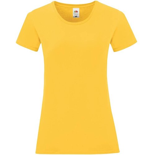 Fruit Of The Loom Iconic Yellow Women's T-shirt in combed cotton Cene