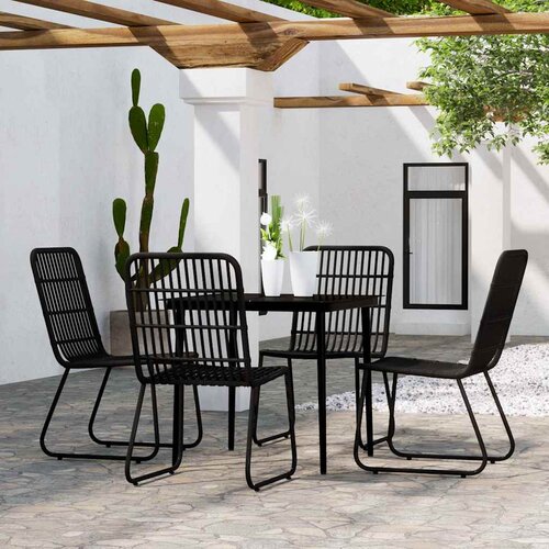  5-dijelni vrtni blagovaonski set crni Crna Dužina stola 80 cm Cene