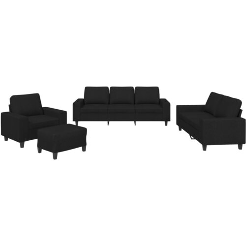 Maison Chic Sedežna garnitura - kavč 4-delna črno blago, (21728263) Cene