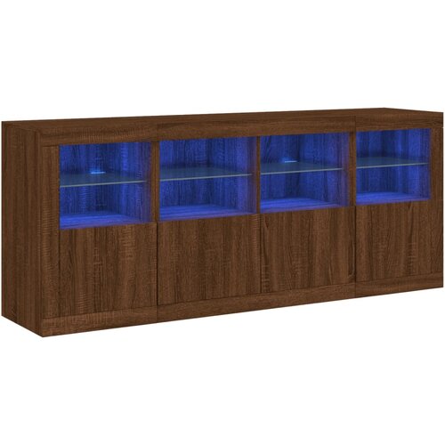 Maison Chic Komoda - Predalnik z LED lučkami dimljen rjav hrast 163x37x67 cm, (21722535) Cene