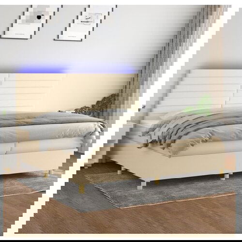 vidaXL Box spring postelja z vzmetnico LED krem 200x200 cm b Cene