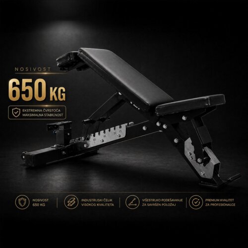 Premium Heavy Duty trostruko podesiva klupa 650 kg Cene
