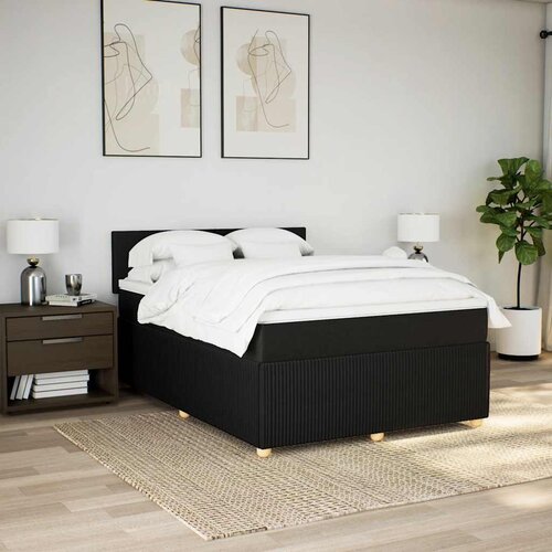  Krevet s oprugama i madracem crni 140 x 190 cm od tkanine Slike