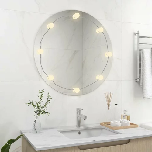  Zidno ogledalo bez okvira s LED svjetlima okruglo stakleno
