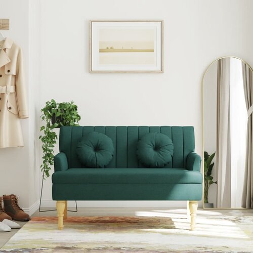  Klupa s jastucima tamnozelena 113 x 64,5 x 75,5 cm od tkanine Cijene